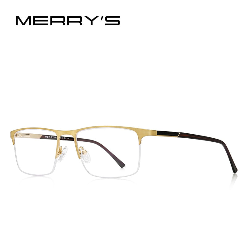 MERRYS DESIGN Men Alloy Glasses Frame Men Square Half Optical Ultralight Myopia Hyperopia Prescription Eyeglasses S2102