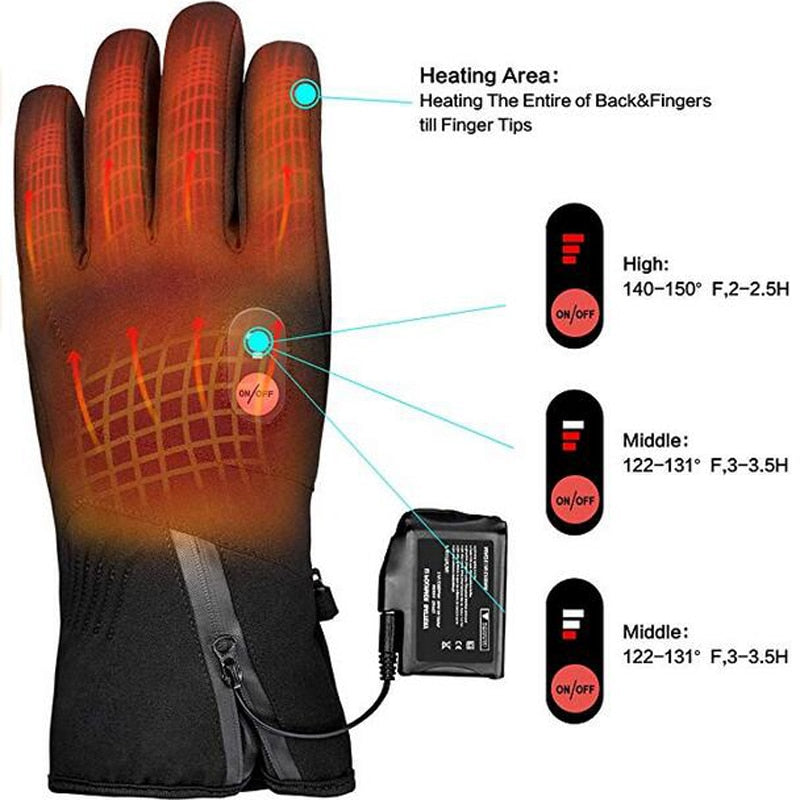 Heated Gloves For Men Women 7.4V 2200mAh Rechargeable Battery Winter Gloves Waterproof Skiing Gloves For Motorcycle