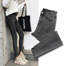 Pantalones vaqueros de talla grande para mujer, pantalones vaqueros ajustados lavados elásticos de cintura alta, pantalones vaqueros femeninos, pantalones pitillo nuevos, azul claro, gris y negro