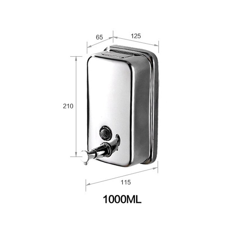 Dispensador de jabón ROVOGO 500/800/1000Ml negro/espejo montado en la pared, dispensador de baño de acero inoxidable para Hotel en casa