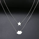 New Simple Sequins Cloud Necklace Aircraft Stars Heart Pendant Multilayer Chain Necklaces For Women Gift Stainless Steel Jewelry
