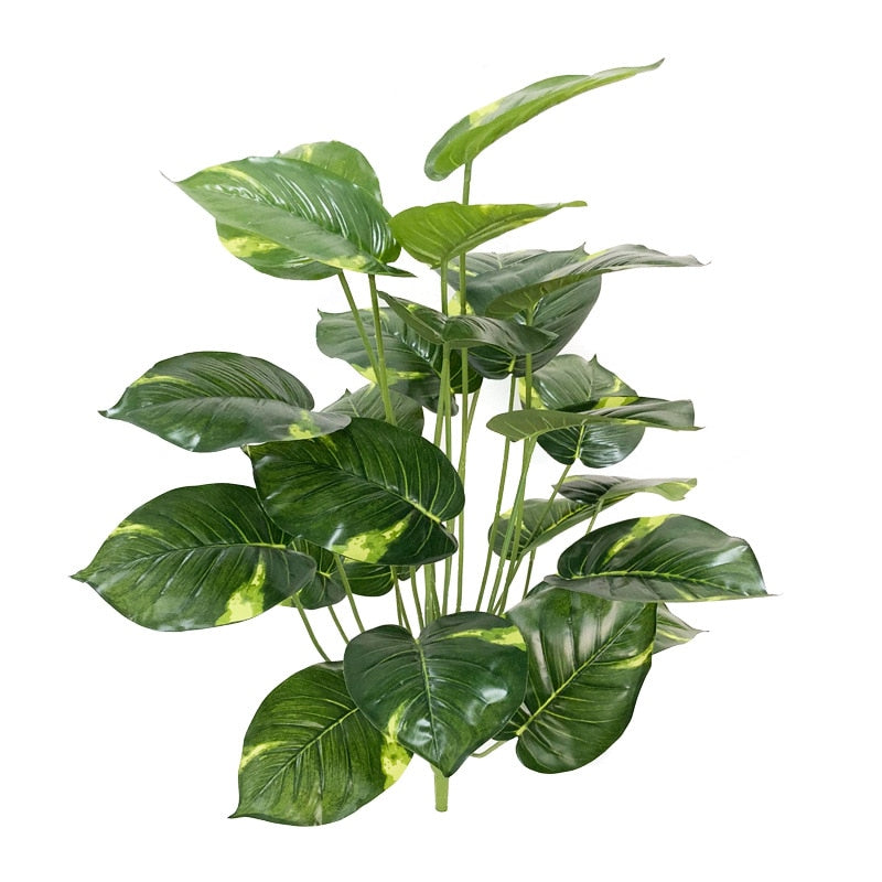 75cm 24Fork Fake Plants Large Artificial Monstera Tree Branch Plastic Tropical Palm False Turtle Leaf For Home Garden Room Decor