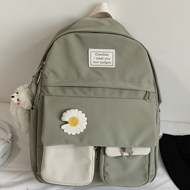 College Student Damen niedlich Rucksack Frauen Blume weibliche Harajuku Schultaschen Buch Kawaii Rucksack Nylon Mädchen trendige Tasche Mode