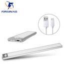 Ultra-Thin Night Light 12/23.5/40cm LED Under Cabinet Lights PIR Motion Sensor USB Rechargeable Lamp For Kitchen