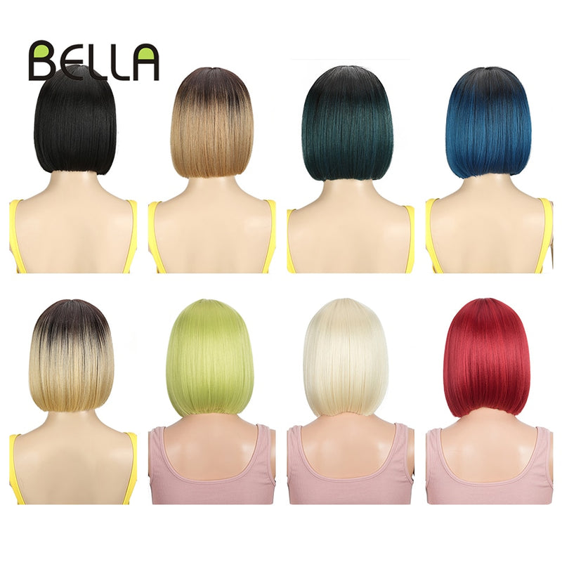 Bella Bob Wig Synthetic Lace Wig Short Blonde Bob Pink 613 Red Lemon Lace Short Hair 10-13 Inch Wigs For Women Lolita Cosplay