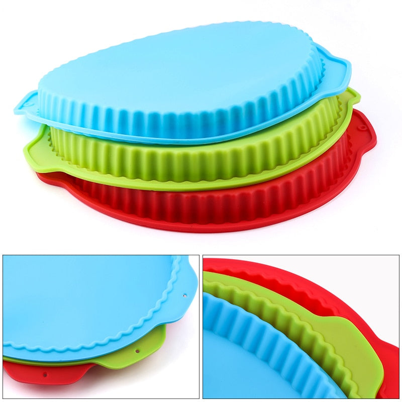 10 Inch Pizza Round Wave Edge Silicone Baking Pans Handmade Cookie Bread Loaf Pizza Pie Toast Tray Thin Cake Mold Kitchen Tools