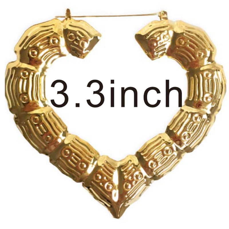 Customizable Customize name heart Bamboo Hoop Earrings For Women Jewelry  Statement custom plate Earrings Accessories Hot Sale