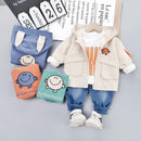 3 Pieces Baby Boy Clothes Set Infant Kids Zipper Jacket + T Shirt + Jeans Child Costume Children Clothing
