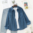 Spring Shirts Women Corduroy Blouses Loose Long Sleeve Solid Lady Tops Casual Outwear Female Clothes Autumn Jacket