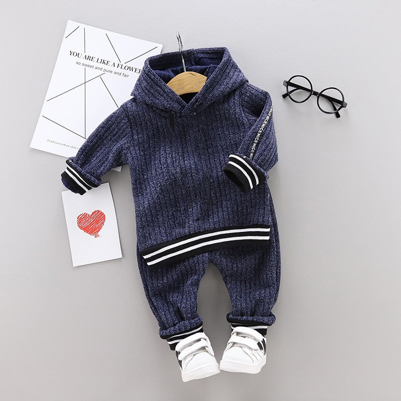 Kleinkind-Kleidung, weiche Baumwolle, Boutique-Set, Kinder, Jungen, solide, langärmelig, Kapuzenpullover, Trainingsanzug, Hose, Kinder-Outfit-Set für 1–4 Jahre