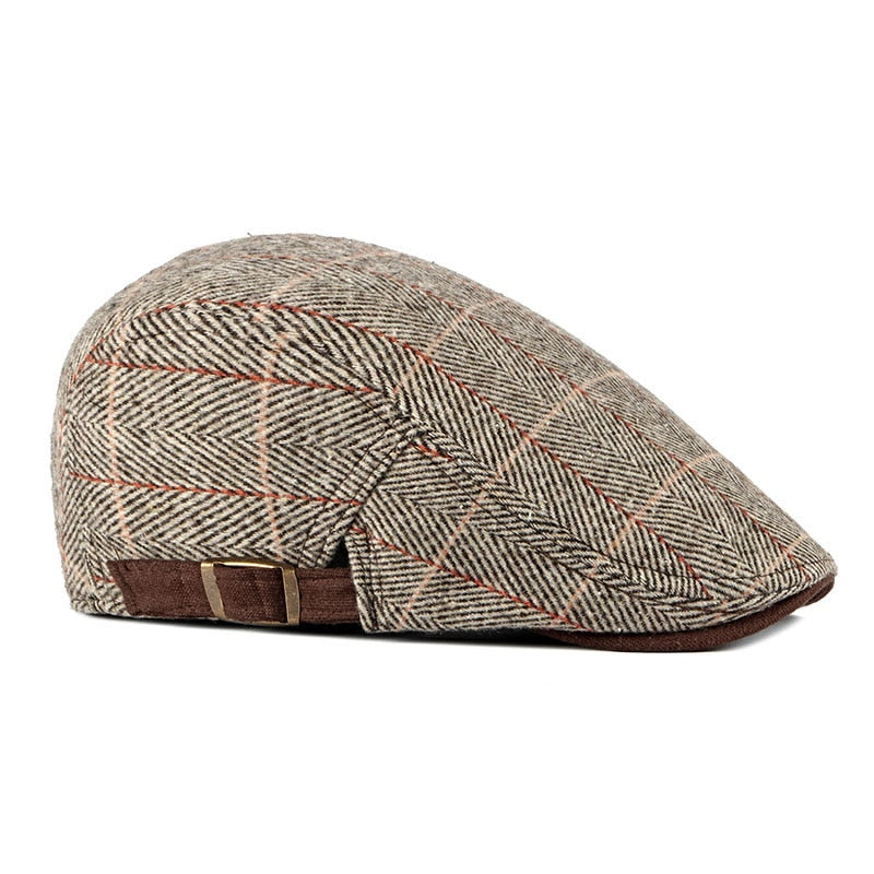 Winter Newsboy Caps High Quality Retro Adult Berets Men Wool Mixed Plaid Cabbie Flatcap Hats for Women's Ivy Cap