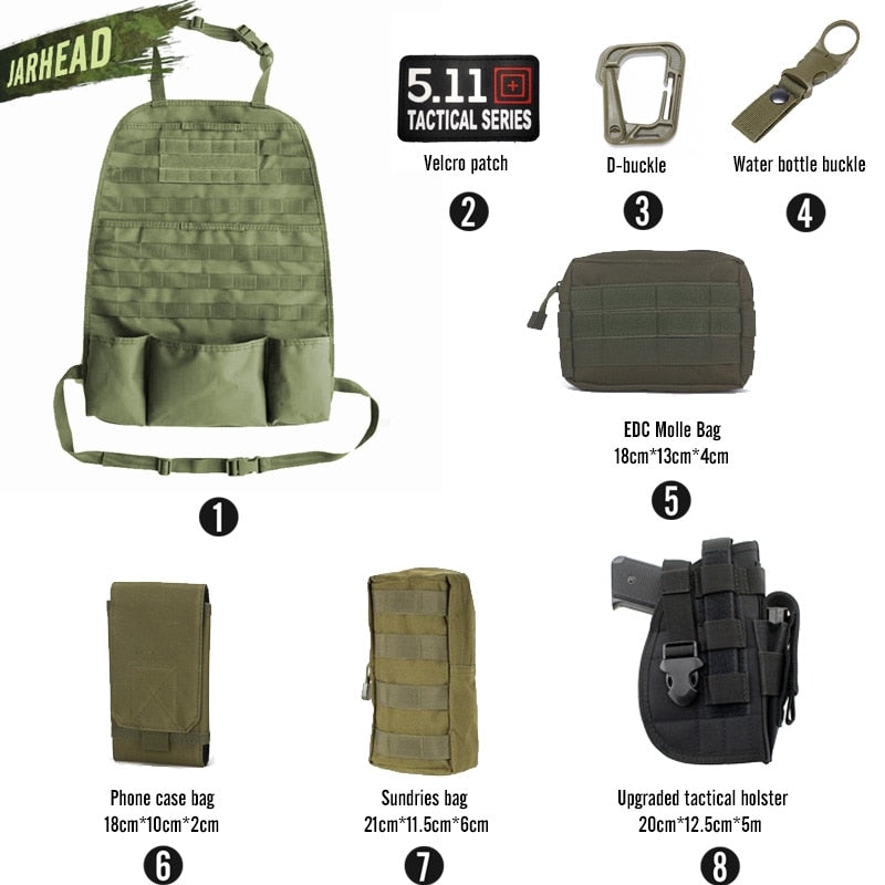 Universal Tactical MOLLE Car Seat Back Organizer military MOLLE Panel Vehicle Seat Cover Protector Kit Mat Black