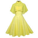 Women Vintage Gothic Cape Black Dress 2022 Autumn Two Piece Mesh Cloak Sleeves Peter Pan Collar Elegant Retro Goth Party Dresses