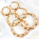 Statement Sliver/Gold Color Big Bamboo Circle Hoop Earrings For Women Hip Hop Large Celebrity Basketball Wives Earrings Hoops