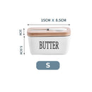 Nordic Style Butter Box Sealing with Wood Lid Knife FoodDish Ceramic Keeper Tool Cheese Storage Tray Plate Container for Kitchen