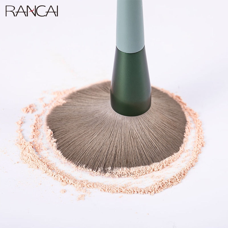RANCAI 13-teiliges Kosmetik-Make-up-Pinsel-Set, großes, loses Puder, Foundation, Highlight, Kontur, Lidschatten, schräge Augenbrauen, weiches Haar