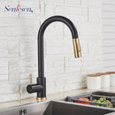 Senlesen Brushed Golden Kitchen Faucet Pull Out Spout Stainless Steel W/ Pull Down Sprayer Single Handle Kitchen Sink Faucets