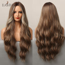 EASIHAIR Long Black Synthetic Wigs for Women Middle Part Wigs Natural Hair Wavy Wig Cosplay Heat Resistant Black Hair Wig