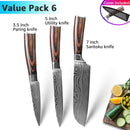 Kitchen Knife 1-9pcs Chef Knives 7CR17 440C High Carbon Stainless Steel Damascus Drawing Gyuto Cleaver Set Slicer Santoku Knife