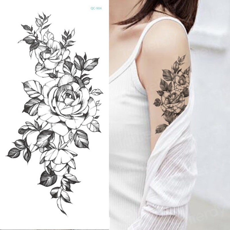 temporäre armband tattoos wasserdicht temporäre tattoo aufkleber blume lotus tattoo sleeve frauen handgelenk armmanschetten tatoo gefälschte mädchen