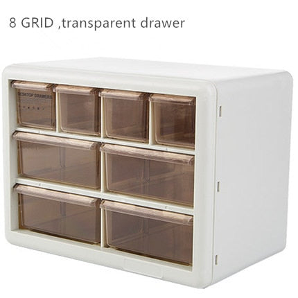 MINKYS Kawaii White/Pink 9 Grid ABS Drawer Desktop Organizer Desk Storage Box Free Sticker School Stationery Accessories
