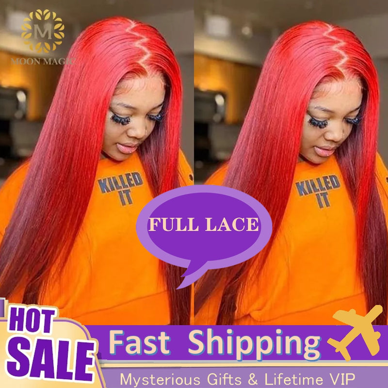 Red Lace Front Human Hair Wigs Full Lace Human Hair Wigs 99J Red Human Hair Wig 13x4 Lace Frontal Wig Pre Plucked Colored