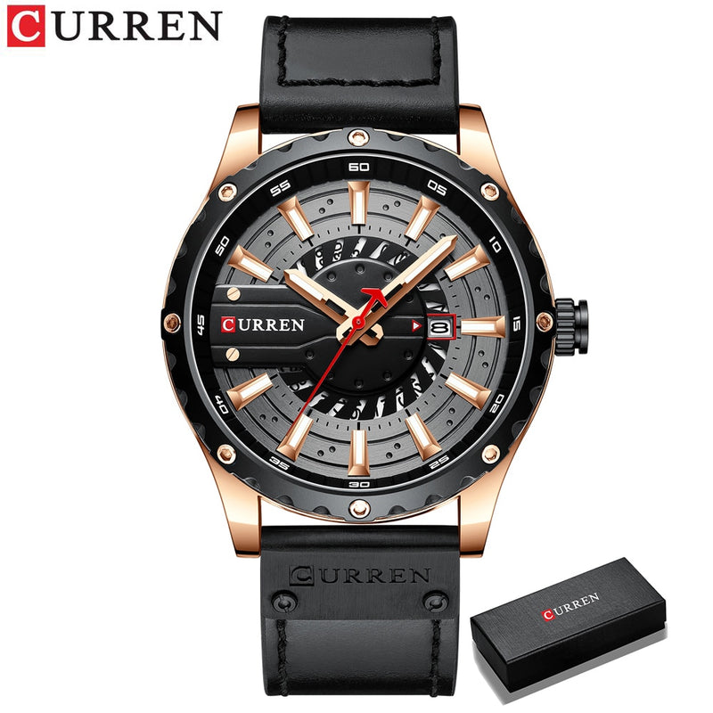 CURREN Watches Top Brand Fashion Leather Wristwatch Casual Quartz Men&