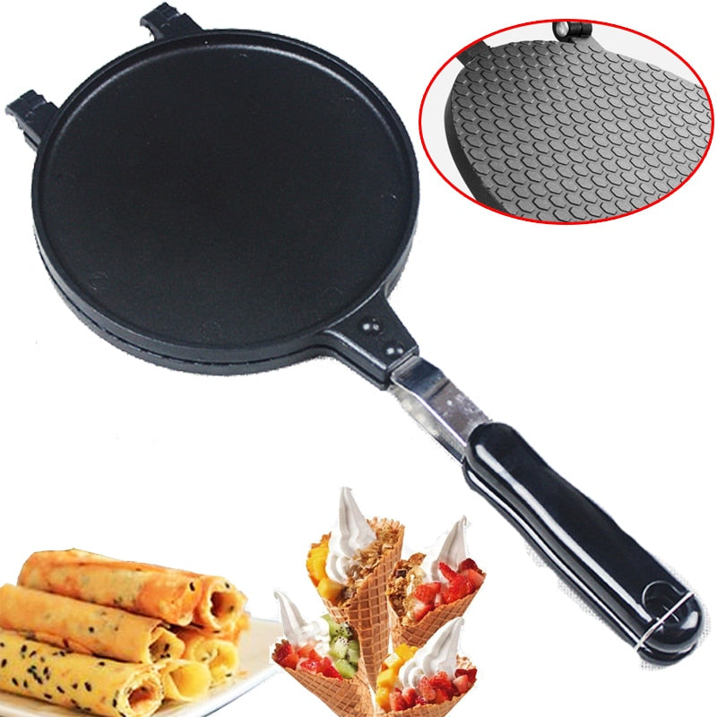 Waffles de tortilla antiadherentes con modo de rollo de huevo para hornear pasteles, utensilios para hornear de aleación de aluminio, máquina crujiente, molde para tortillas, herramienta para hornear