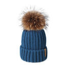 Furtalk Real Fur pompom Beanie Hat Women Winter Knitted Hat Warm Real Big Raccoon Pom Pom Hat  for Female