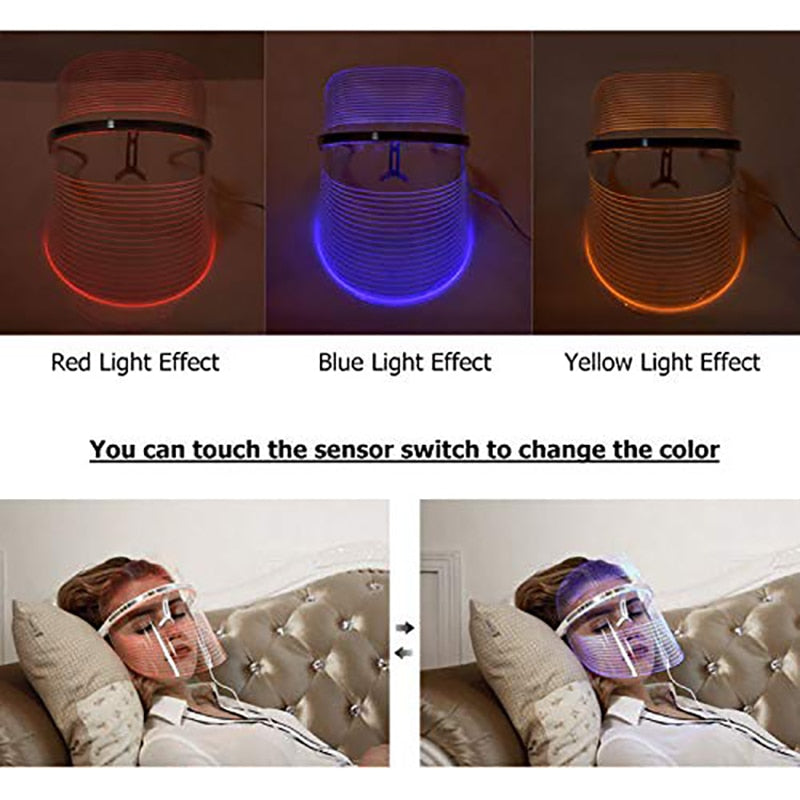 3 Colors LED Light Therapy Face Mask Korean Photon Instrument Anti-aging Anti Acne Wrinkle Removal Skin Tighten Beauty SPA