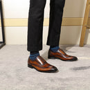 FELIX CHU Classic Wingtip Medallion Brogue Oxford Zapatos de vestir para hombres Cuero genuino Negro Marrón Zapatos de cuero con cordones para hombres