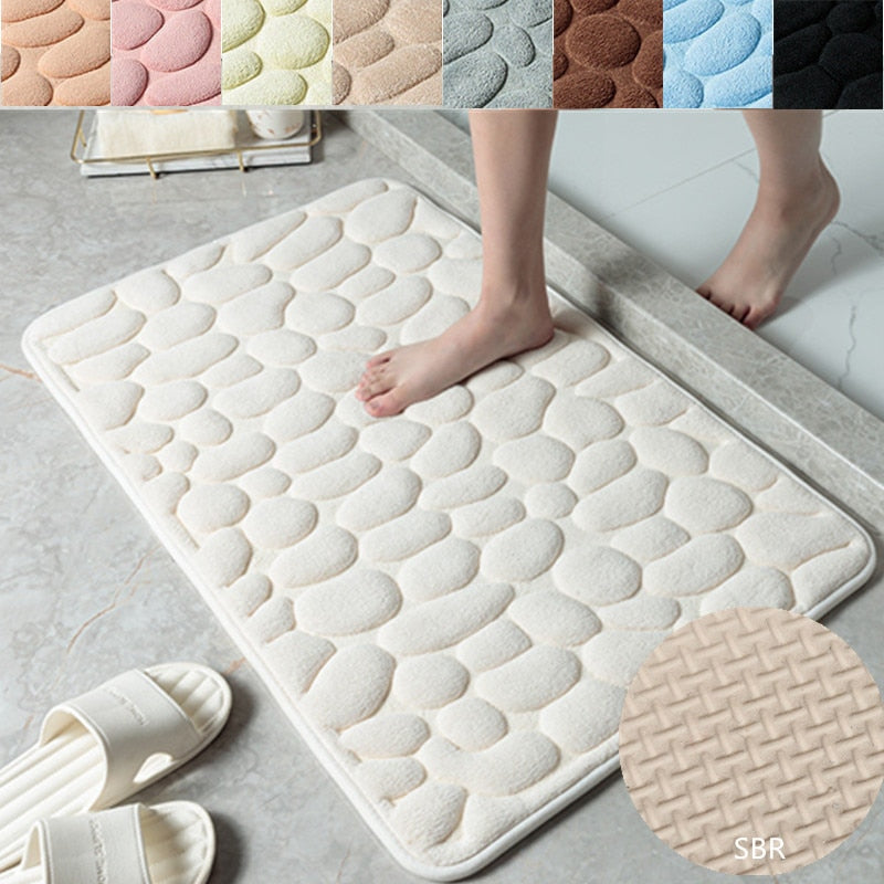Alfombra de baño de espuma Momery Simple, alfombra de baño absorbente con patrón de adoquines 3D, felpudo antideslizante para pasillo de baño, alfombra lavable
