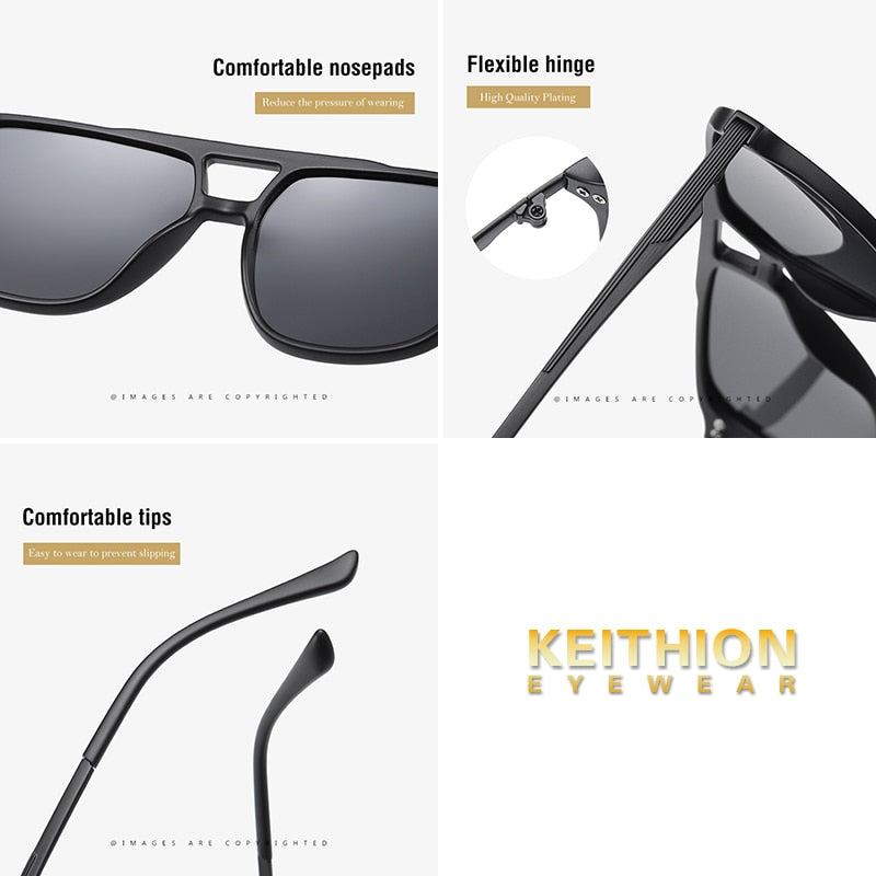 KEITHION, gafas de sol polarizadas a la moda para hombre y mujer, gafas deportivas cuadradas, gafas de conducción para hombre, gafas para mujer, protección UV400