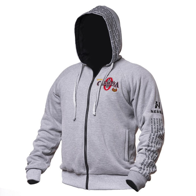 2019 New OLYMPIA Herren Fitnessstudios Hoodies Fitness Bodybuilding Sweatshirt Reißverschluss Sportbekleidung Herren Trainingsjacke mit Hoodie Kleidung