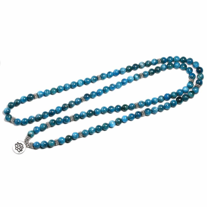 Mala Armbänder Offenbarung in natürlichem Apatit 8 mm 108 Perlen Armbänder Yoga Meditation Lotus Anhänger Charm Schmuck