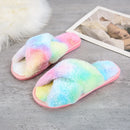 Winter Women House Slippers Cross Faux Fur Ins Fashion Warm Shoes New Indoor Warm Cotton Slippers Thickened Leak-Toe Fur Slides