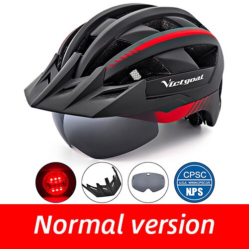 Victgoal casco de bicicleta LED montaña carretera USB recargable luz casco de ciclismo para hombre visera gafas hombres MTB bicicleta casco