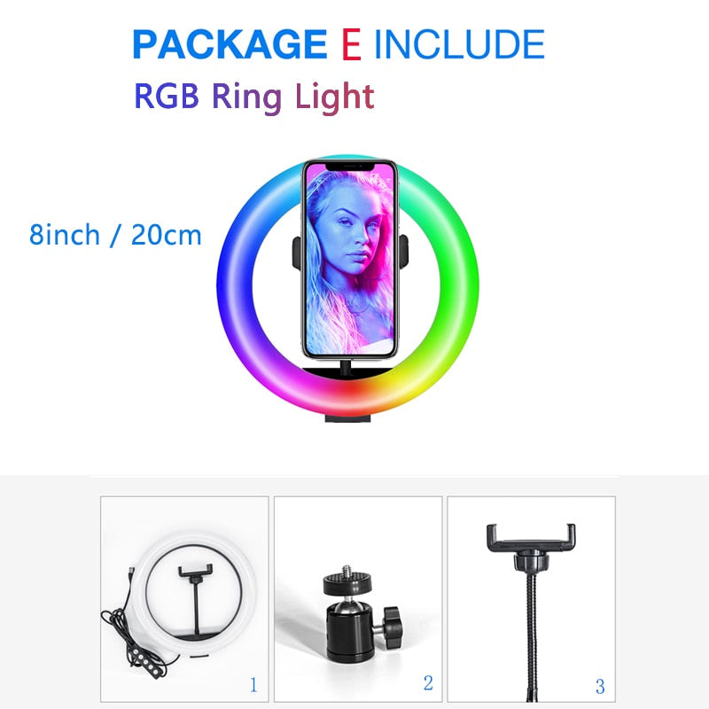 Desktop LED Ring Light Dimmable Phone Video Recording Round Fill Light for Youtube Tik Tok Video Photography Lighting RingLight