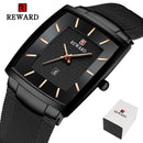 REWARD Top Brand Men's Watch Business Relogio Masculino Square Quartz Man Watch Men Wristwatch Full Steel Waterproof Male Watch