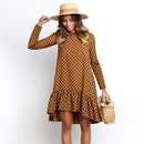 Lossky Women Spring Dress Fashion Polka Dot Print Ladies Casual Clothing Long Sleeve Mini Short Loose Yellow Dresses 2022 Autumn