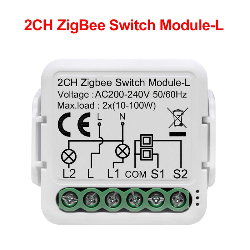 GIRIER Tuya ZigBee 3.0 Smart Light Switch Module No Neutral Wire Required Works with Alexa Google Home Support 2 Way Control
