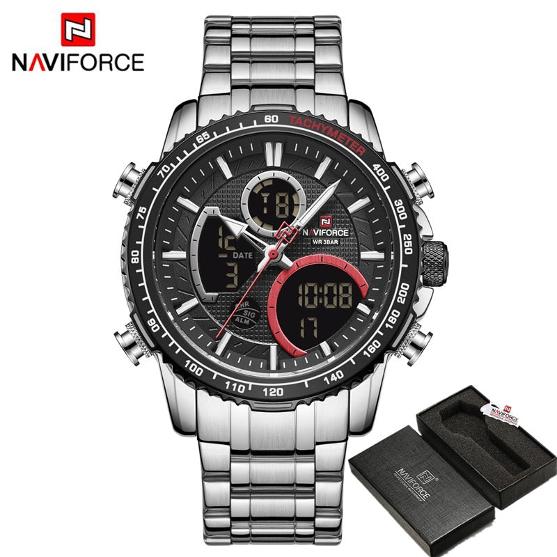 Reloj NAVIFORCE para hombre, relojes deportivos digitales de marca de lujo, reloj de pulsera de cuarzo para hombre, reloj luminoso resistente al agua para hombre, reloj Masculino