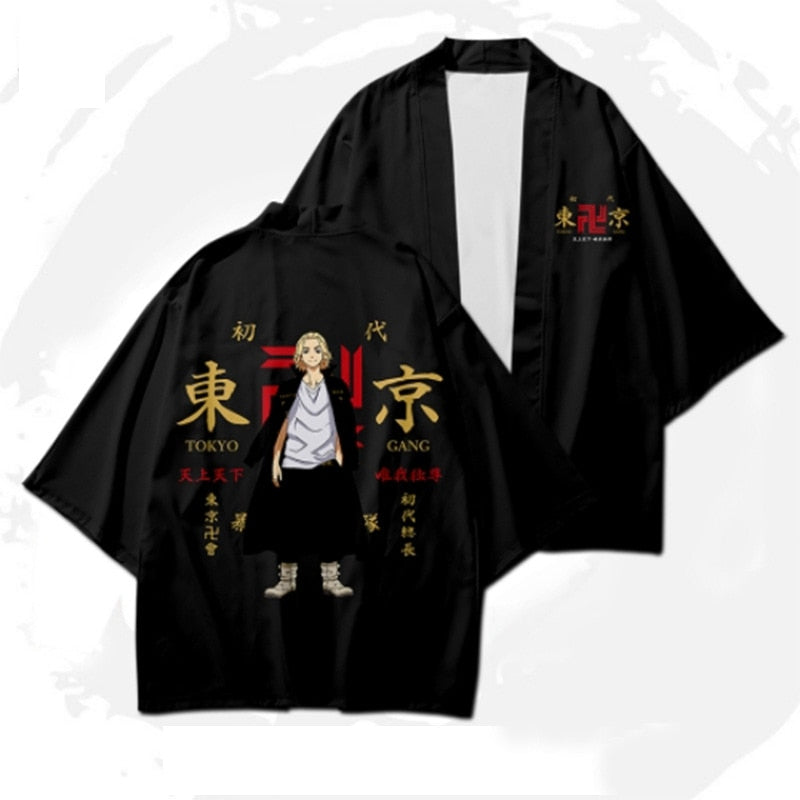 Anime Tokyo Avengers Cosplay T-shirt Cloak of Draken Manji Gang for Summer Haori Kimono Tee Men Short-sleeve