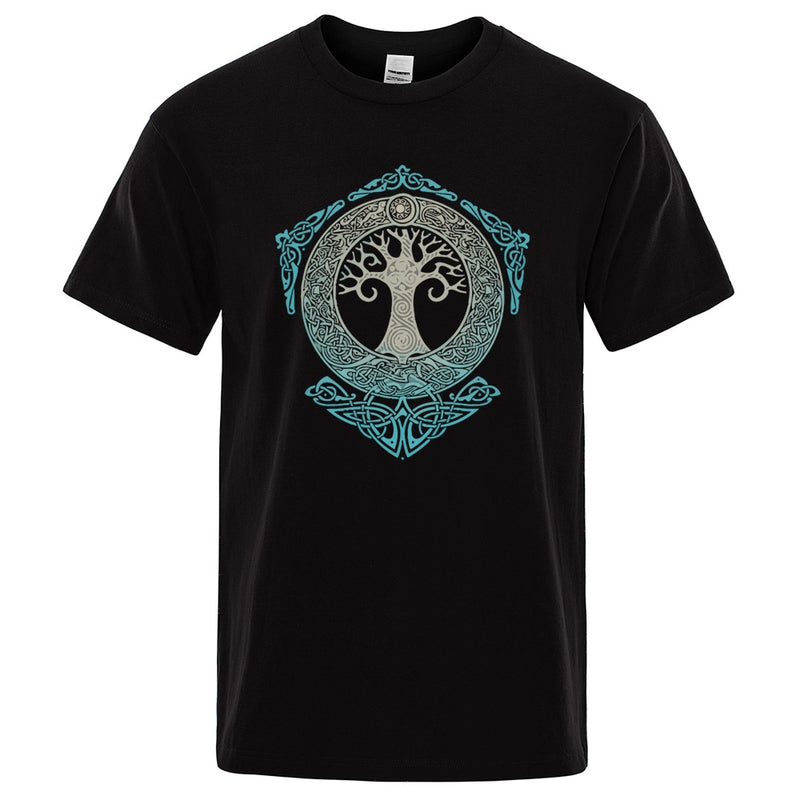 Yggdrasil T Shirt World Tree Men Tops Fashion Pattern Tee 2022 Summer Brand T-Shirt Odin Aesir Nordic Mythology Men&