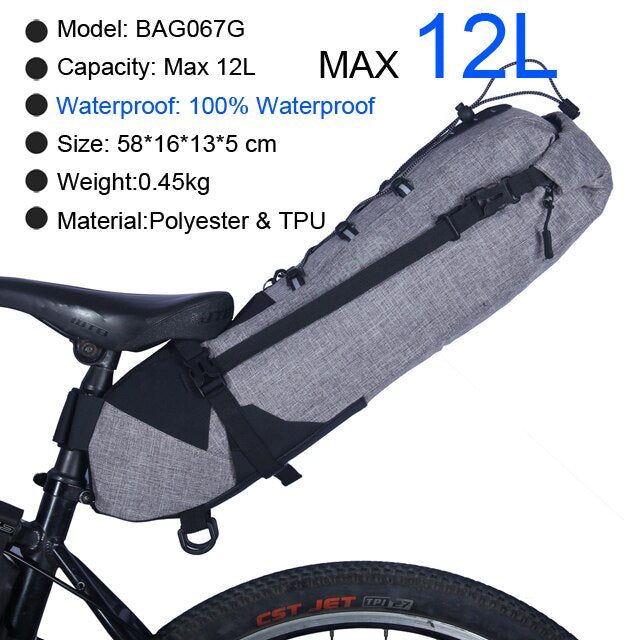 NEWBOLER Bike Bag Waterproof 13L Large Capacity Bicycle Saddle Bag Cycling Foldable Tail Rear Bag MTB Road Trunk Bikepacking