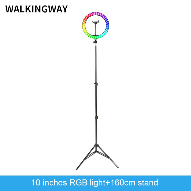 10&quot; LED ring light 26cm Photography Lighting Dimmable Selfie RGB lamp with tripod for makeup Youtube Tiktok phone camera video