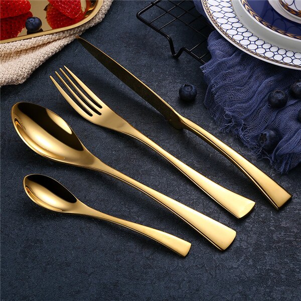 forks knives spoons Black Cutlery Set Stainless Steel Dinnerware Tableware Silverware Set Dinner Knife Fork Western Food Set