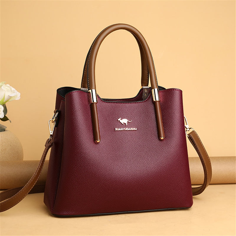 Leather Casual Crossbody Bags for Women 2021 Ladies Luxury Designer Tote Handbag Top-Handle High Quality Shoulder Bag Sac A Main