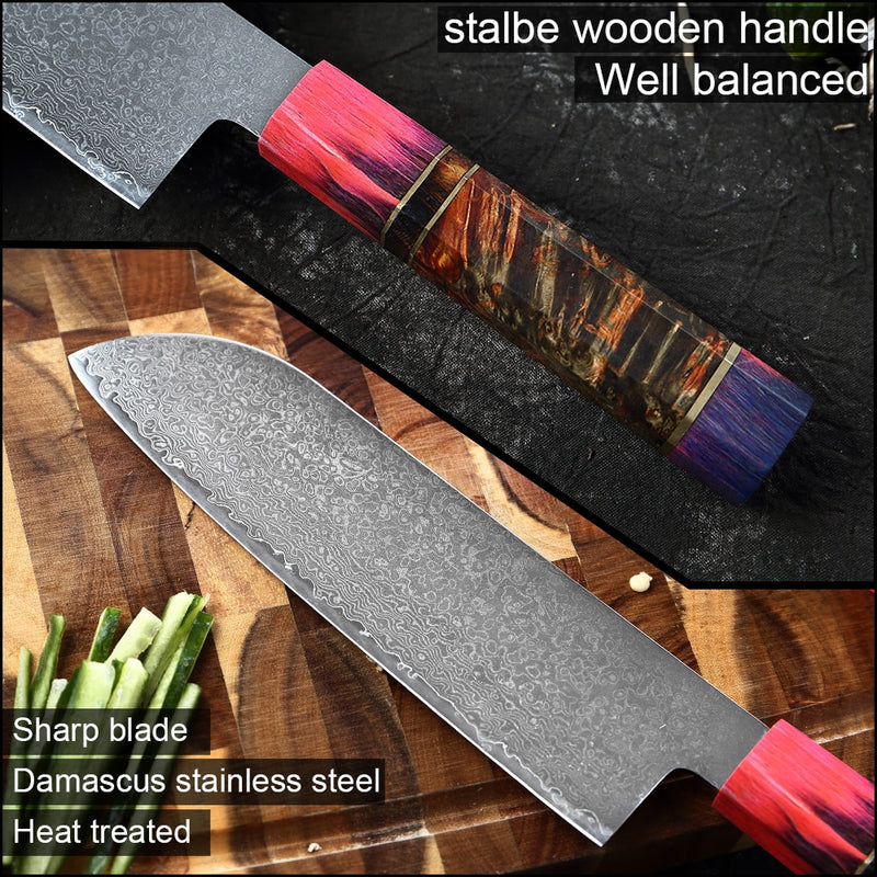 XITUO Kitchen Chef Knife High Quality VG10 Japanese Damascus Steel Octagonal Stable Wooden Handle Cleaver Knife Cooking Tool