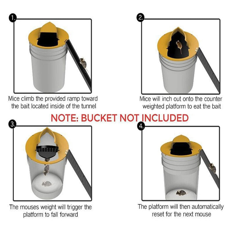Intelligente Mausefalle, Eimerdeckel, wiederverwendbare Kunststoff-Rattenfalle, Haushalts-Rattenfänger, humane oder tödliche Outdoor-Indoor-Mausefalle für Mäuse